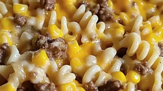 Loaded Cheddar Ranch Beef and Sweet Corn Rotini Bake