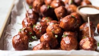 Slow Cooker Meatballs with Grape Jelly & BBQ Sauce