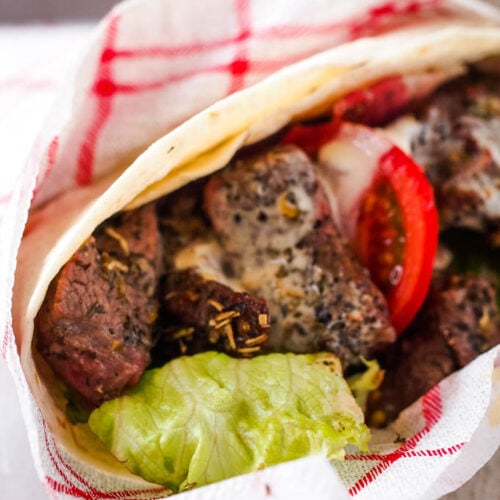 Greek style lamb wraps with tzatziki