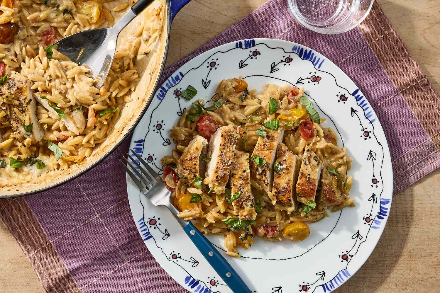 Creamy Tomato-Basil Chicken Baked Orzo