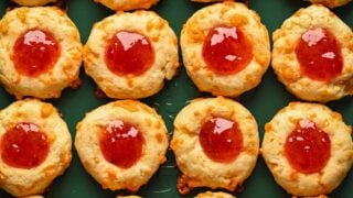 Cheesy Thumbprint Cookies with Red Pepper Jelly