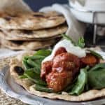 Slow Cooker Morroccan Turkey Meatballs with Homemade Whole Wheat Naan