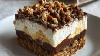 Chocolate Delight with Pecans and Cream Cheese Layered Dessert Recipe