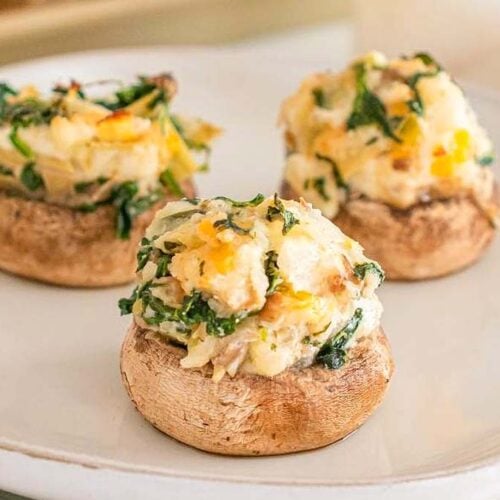 Spinach Artichoke Stuffed Mushrooms