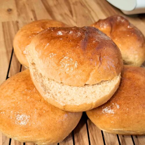 Brioche Hamburger Buns Made with Fresh Milled Flour (Soft & Fluffy Tangzhong Method)