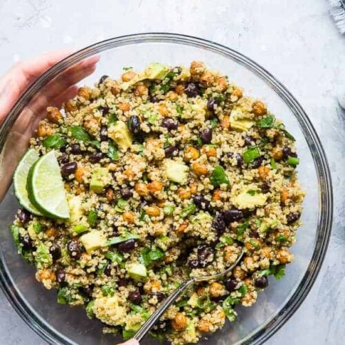 Quinoa, Chickpea, And Avocado Salad With Black Beans