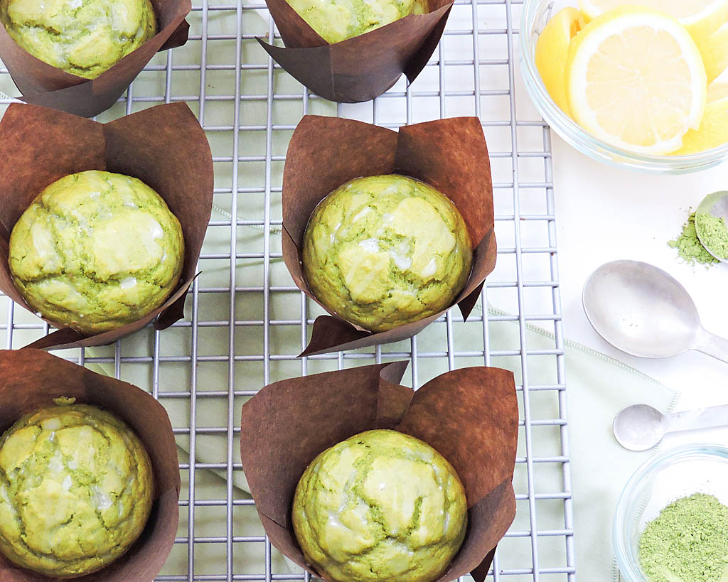 Light and Fluffy Matcha Lemon Mufins