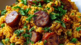 Easy One Pan Italian Beef Sausage & Rice Dinner Recipe