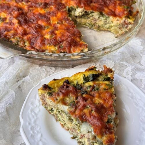 Sausage Spinach Crustless Quiche