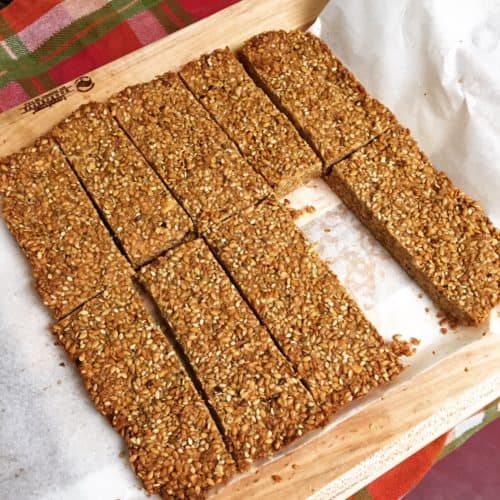 Crunchy, Easy Cashew Sesame Bars or Squares